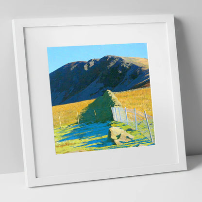 Shipman Knotts Frosty Morning Light lake district fell art print in white frame