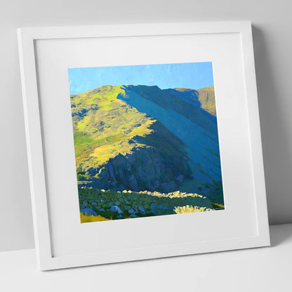Mardale Ill Bell Sunlit Ridge lake district fell art print in white frame
