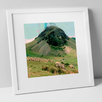 Great Gable Vibrant Summit lake district fell art print in white frame