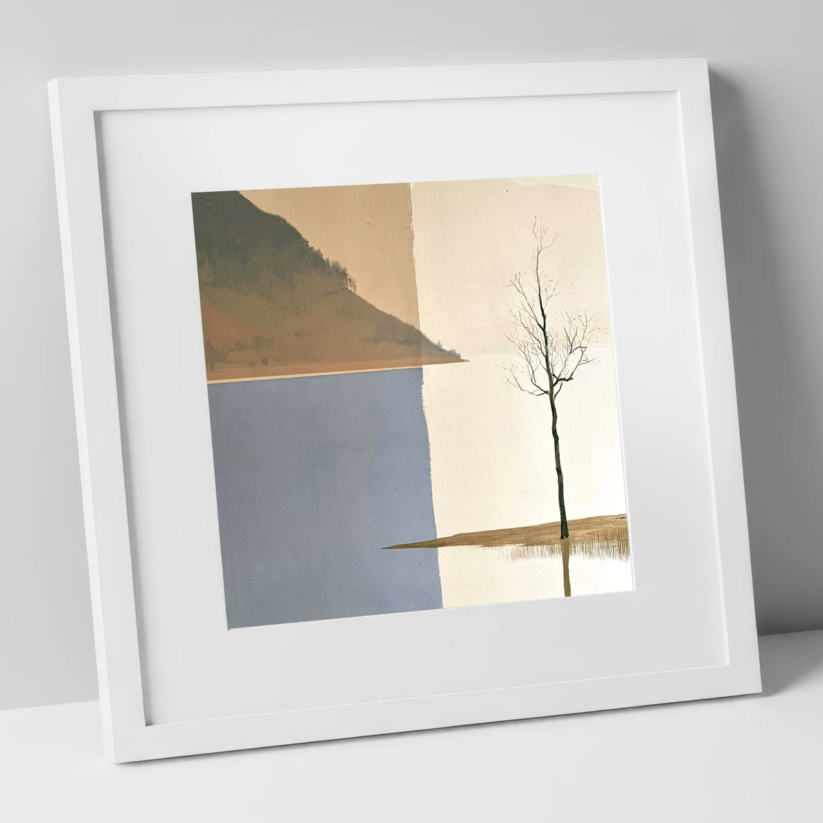 Minimalist Bassenthwaite Lake View lake district lake art print in white frame