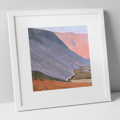 Pastel Fells and Drystone Wall lake district valley art print in white frame