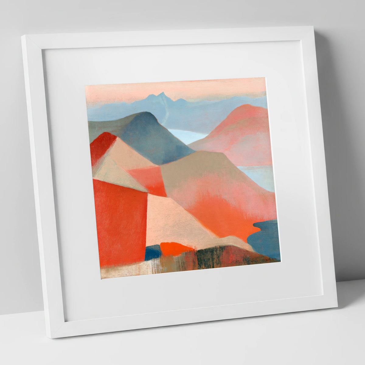 Terracotta Fells from the Summit lake district fell art print in white frame