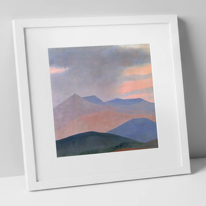 Storm Clouds Over Pastel Fells lake district sky art print in white frame