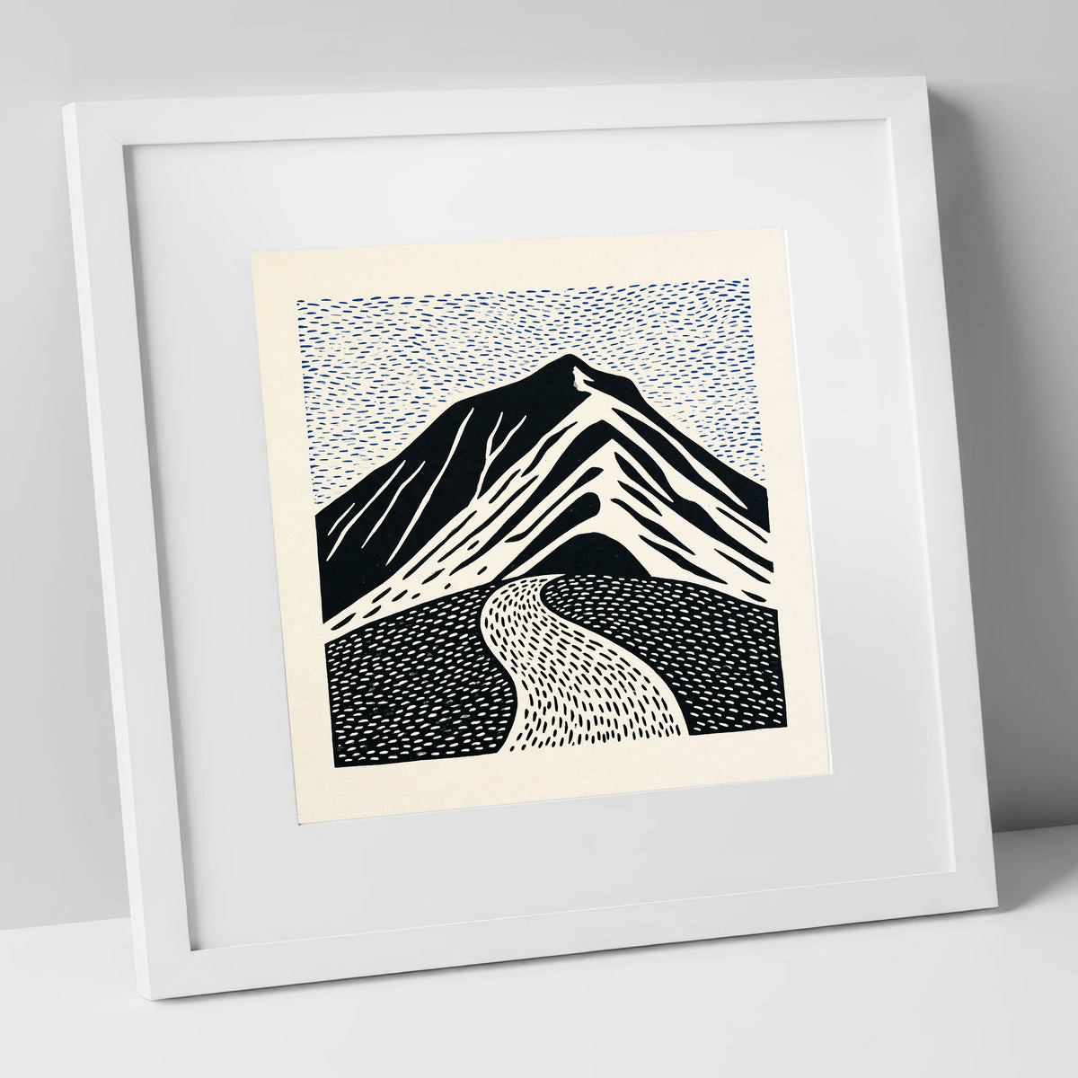 Blencathra Beneath a Rhythmic Sky lake district fell art print in white frame