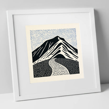 Blencathra Beneath a Rhythmic Sky lake district fell art print in white frame