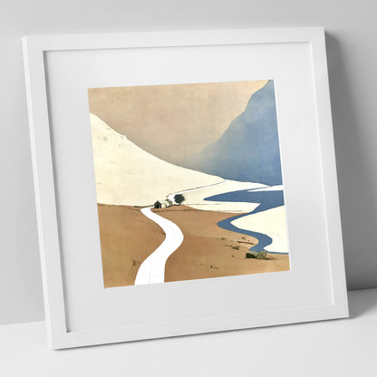 Kirkstone Pass Minimalist Landscape lake district valley art print in white frame