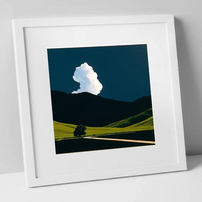 Luminous Cloud Over Rolling Fells lake district fell art print in white frame