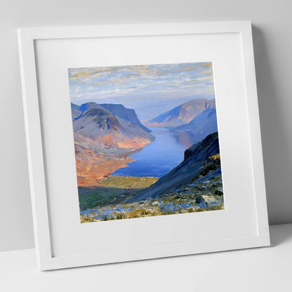 Scafell Pike Above Luminous Wastwater lake district fell art print in white frame