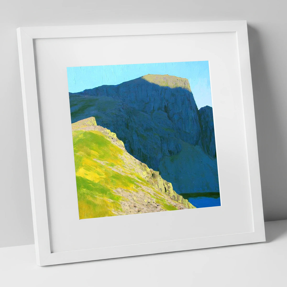 Sunlit Ridge Below Pillar Crags lake district fell art print in white frame
