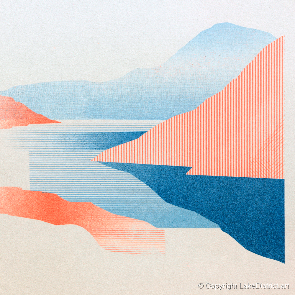 Geometric Ennerdale Water and Fells - lake district valley art print and canvas by Elliot Reid A.I