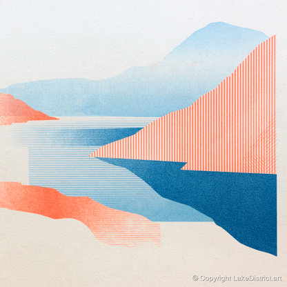 Geometric Ennerdale Water and Fells - lake district valley art print and canvas by Elliot Reid A.I