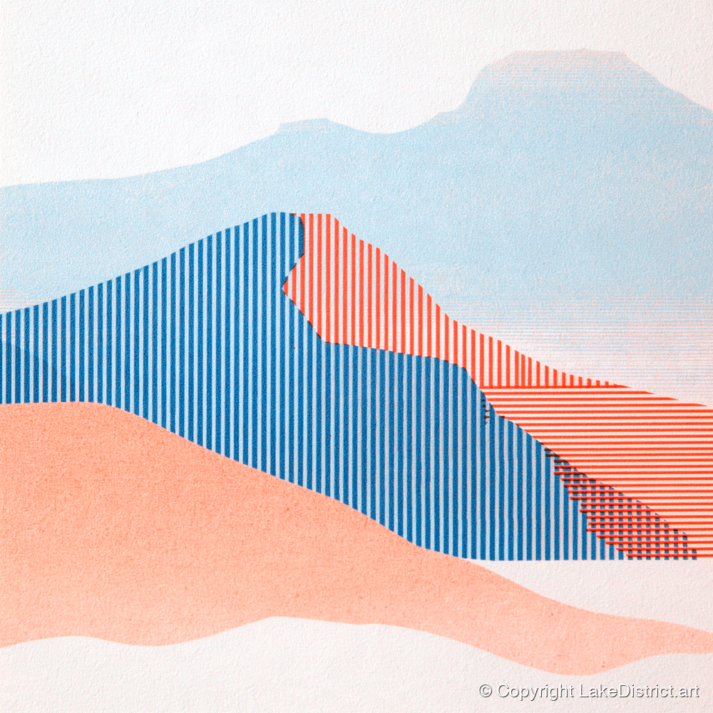 Geometric Fell Summit View - lake district fell art print and canvas by Elliot Reid A.I