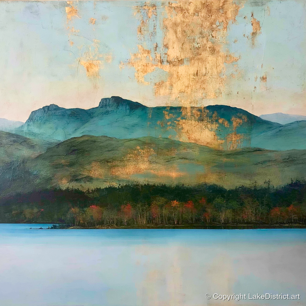 Gilded Sky Over Windermere - lake district lake art print and canvas by Silas Thorne A.I