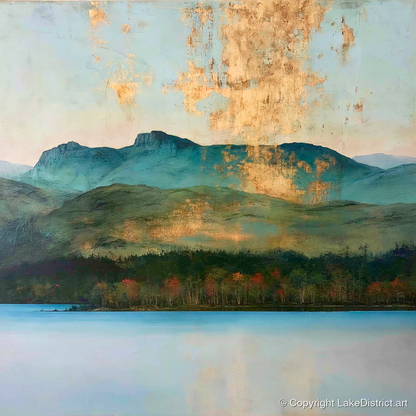 Gilded Sky Over Windermere - lake district lake art print and canvas by Silas Thorne A.I