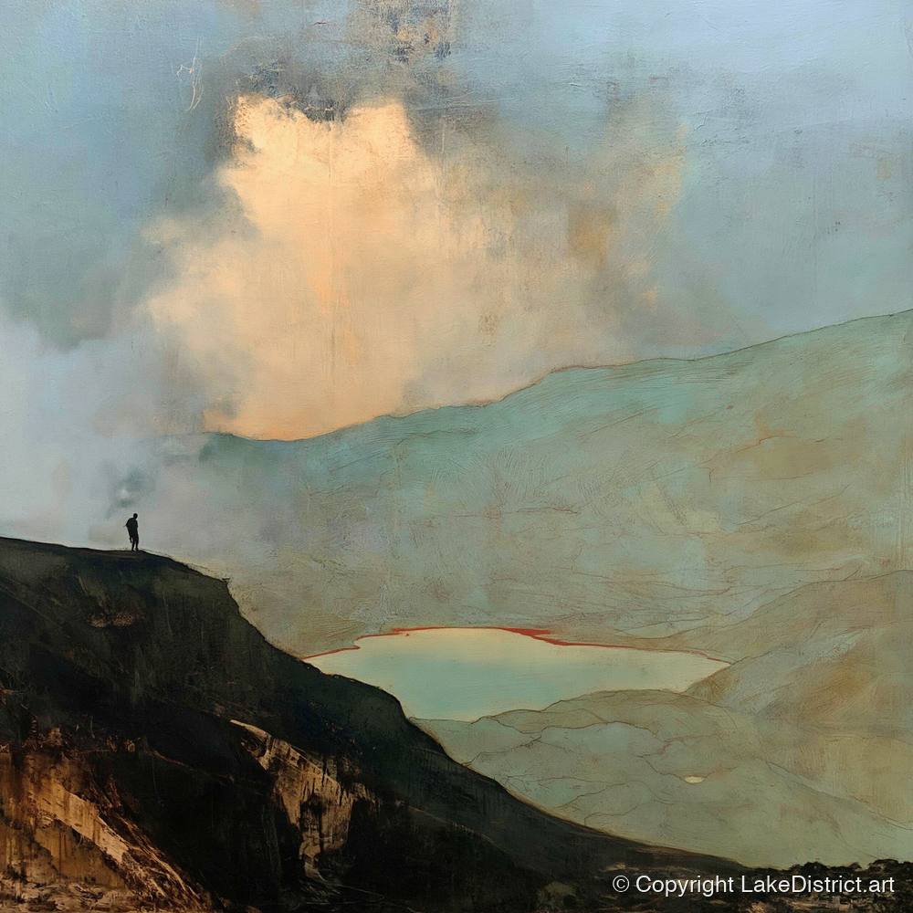 Golden Cloud Break Above Helvellyn - lake district fell art print and canvas by Silas Thorne A.I