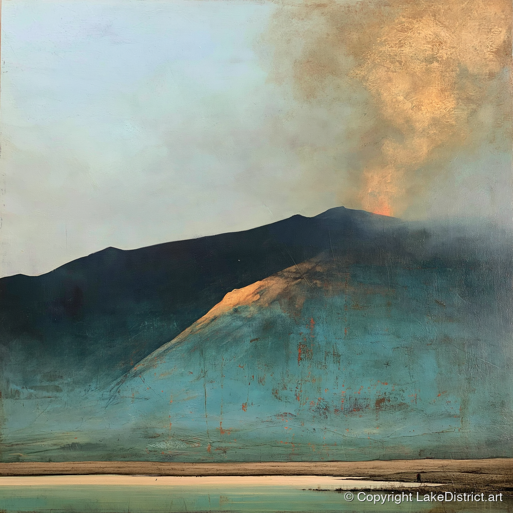 Golden Light on Blencathra Ridge - lake district fell art print and canvas by Silas Thorne A.I