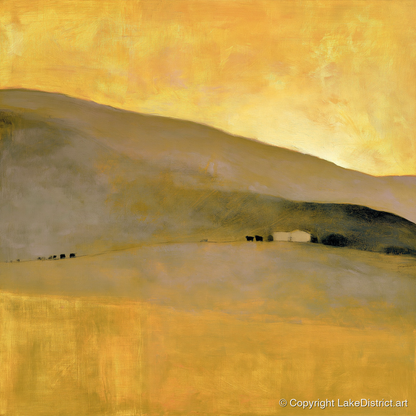 Golden Light on the Fellside - lake district sky art print and canvas by Vincent Delaney A.I