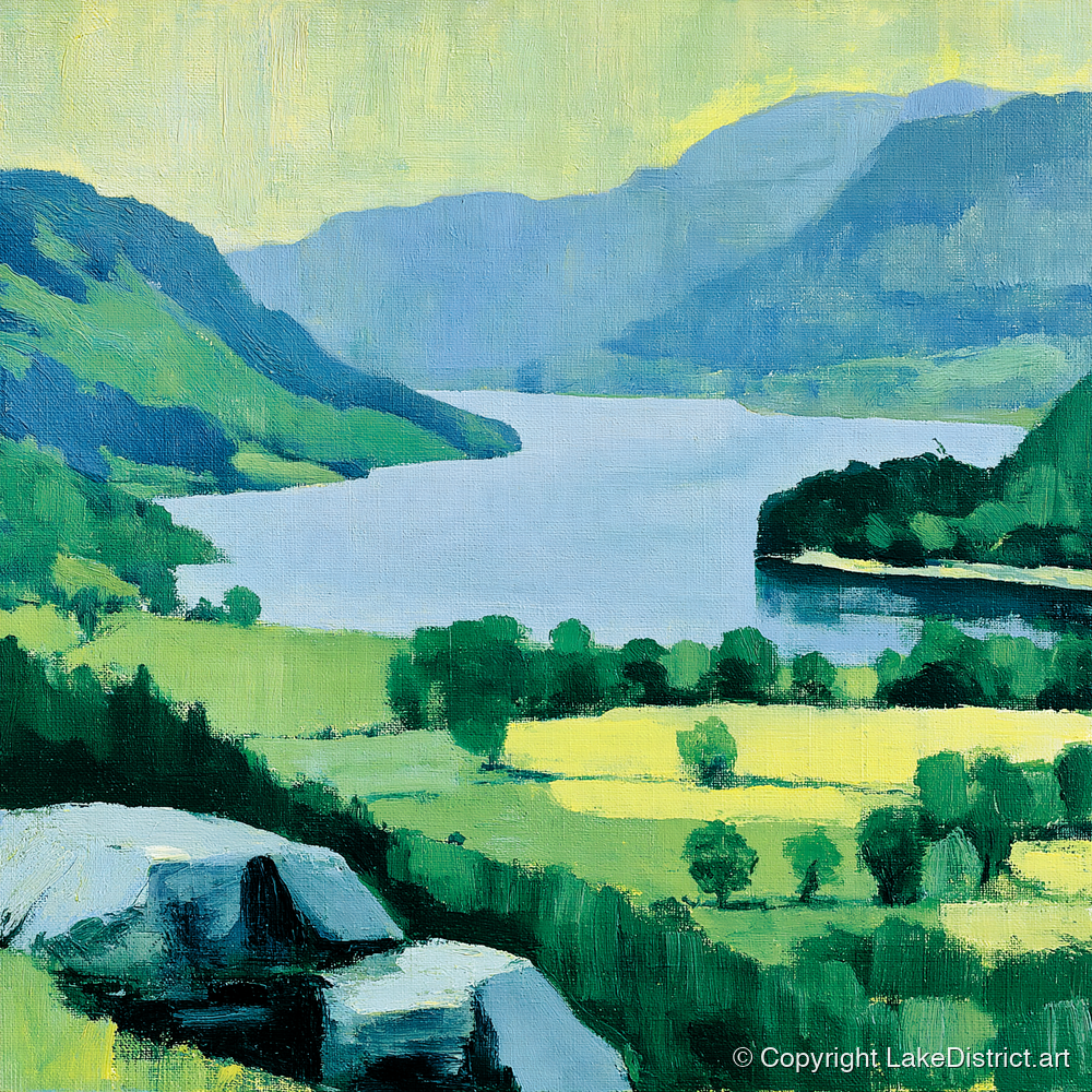 Gowbarrow Crag Over Ullswater - lake district lake art print and canvas by Miles Langdon A.I