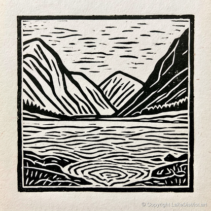 Graphic Ennerdale Water and Fells - lake district valley art print and canvas by Isaac Denton A.I