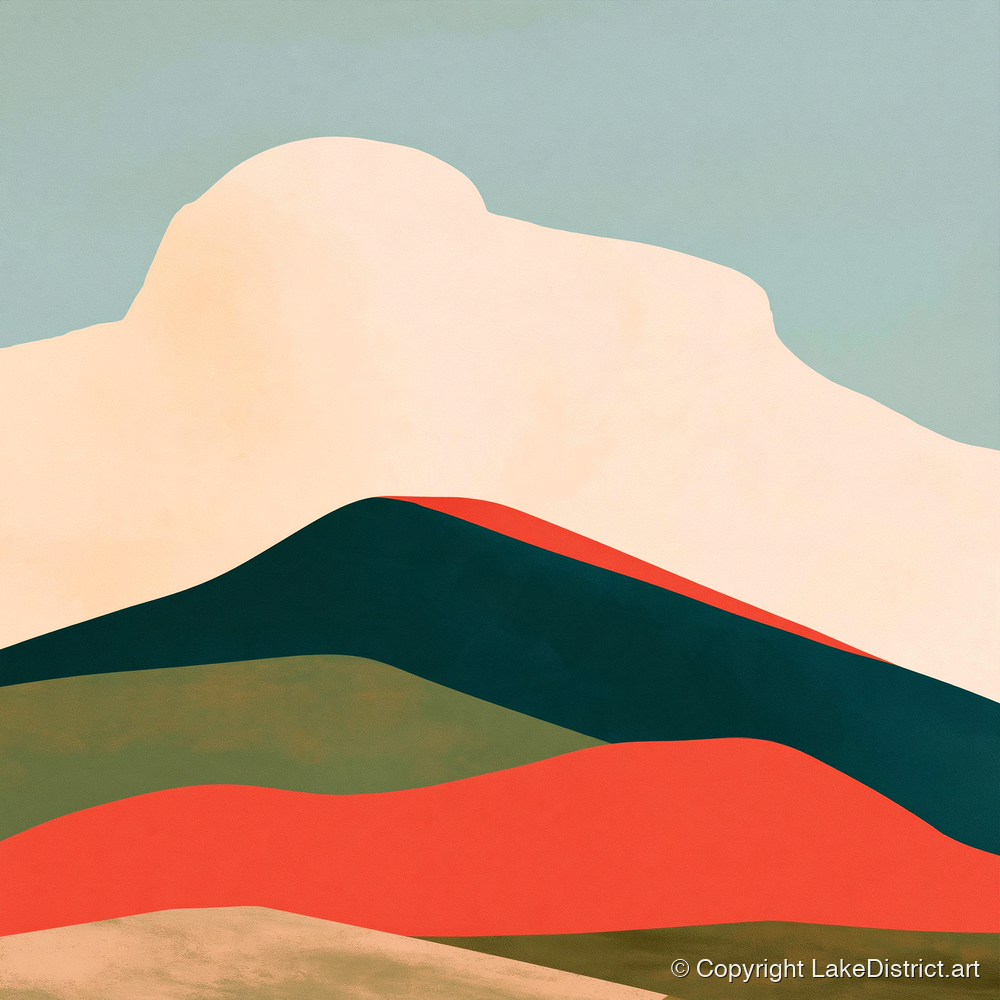 Graphic Fells Under Cloud - lake district fell art print and canvas by Malcolm Reed A.I