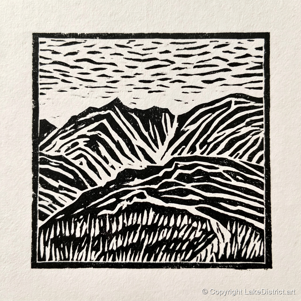 Graphic Mountain Summit View - lake district fell art print and canvas by Isaac Denton A.I