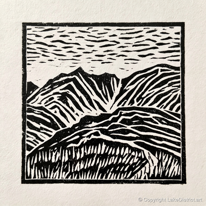 Graphic Mountain Summit View - lake district fell art print and canvas by Isaac Denton A.I