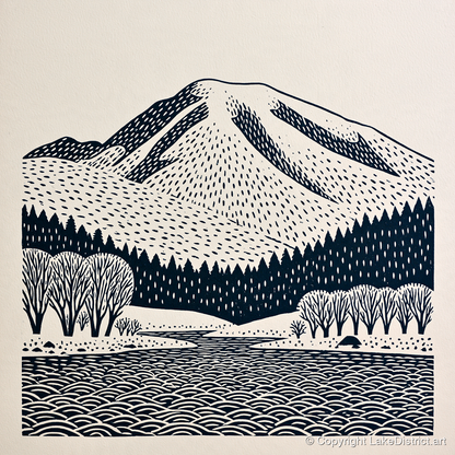 Graphic Skiddaw Mountain Scene - lake district fell art print and canvas by Reuben Shaw A.I