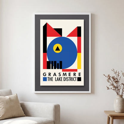Grasmere travel poster in a white frame, hanging in a living2
