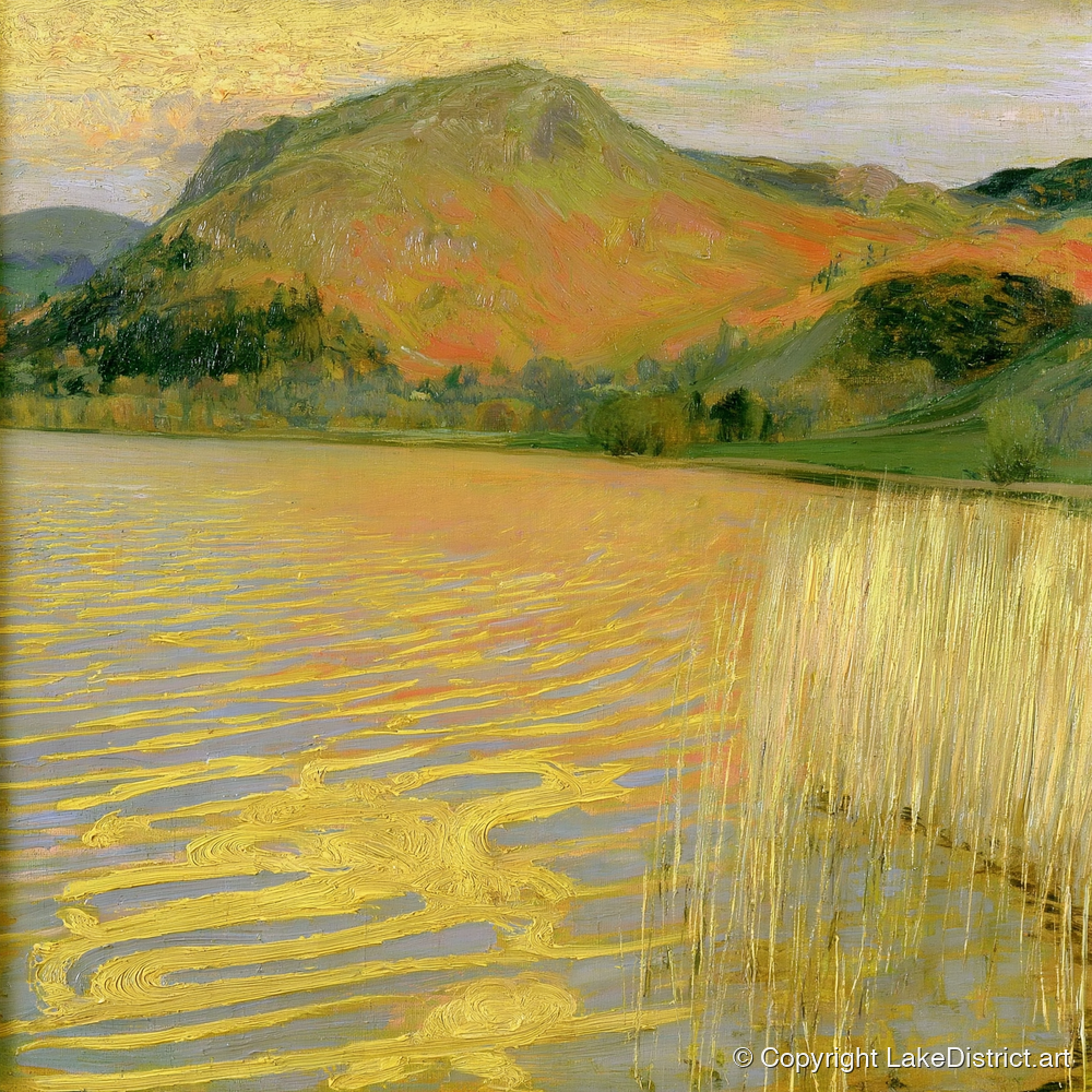 Grasmere in Golden Light - lake district lake art print and canvas by Benedict Hale A.I