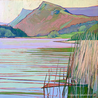 Grasmere Lake In Pastel Tones - lake district lake art print and canvas by Cedric Montgomery A.I