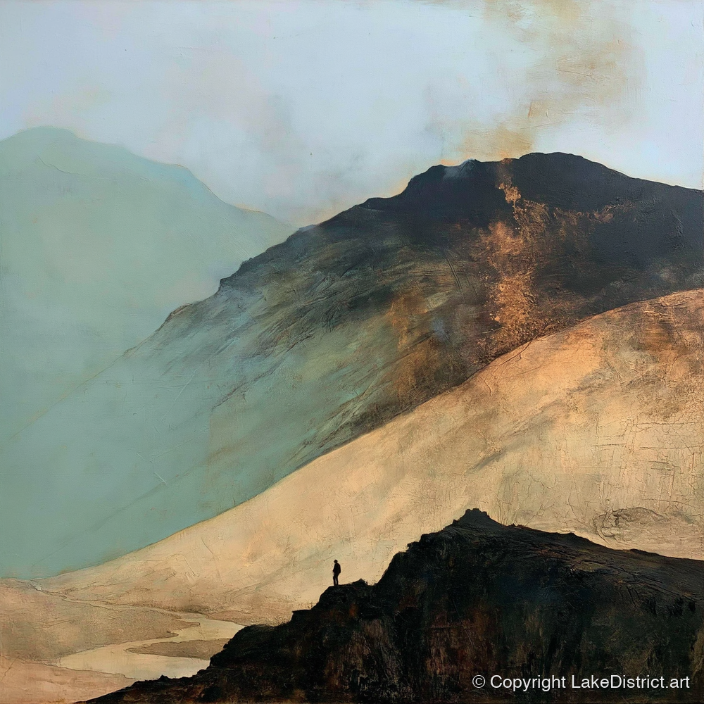 Great Gable and Westmorland Cairn - lake district fell art print and canvas by Silas Thorne A.I