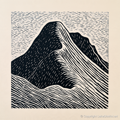 Great Gable Graphic Contours - lake district fell art print and canvas by Reuben Shaw A.I