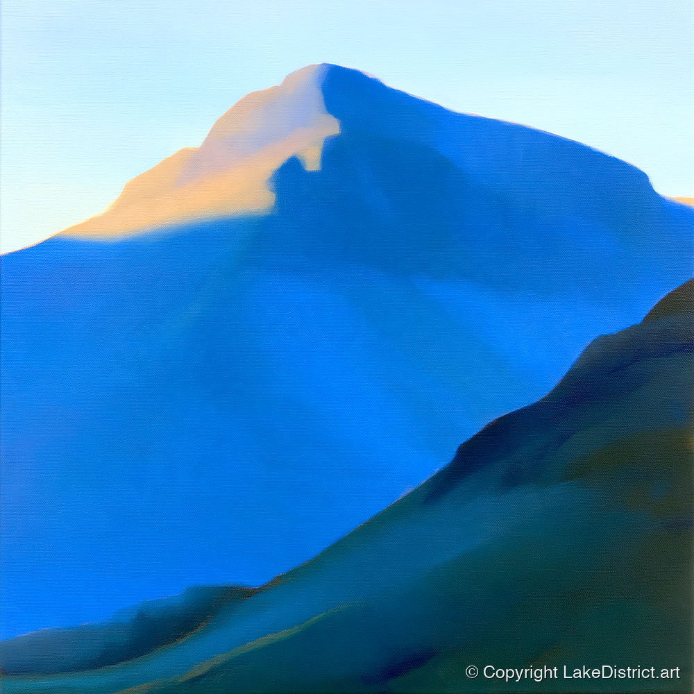 Great Gable in Bold Blue - lake district fell art print and canvas by Rowan Fletcher A.I