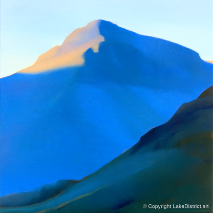 Great Gable in Bold Blue - lake district fell art print and canvas by Rowan Fletcher A.I