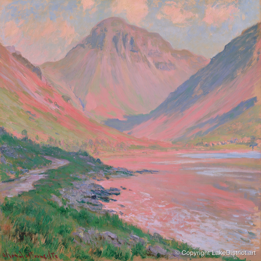 Great Gable in Coral Light - lake district fell art print and canvas by Clara Sterling A.I