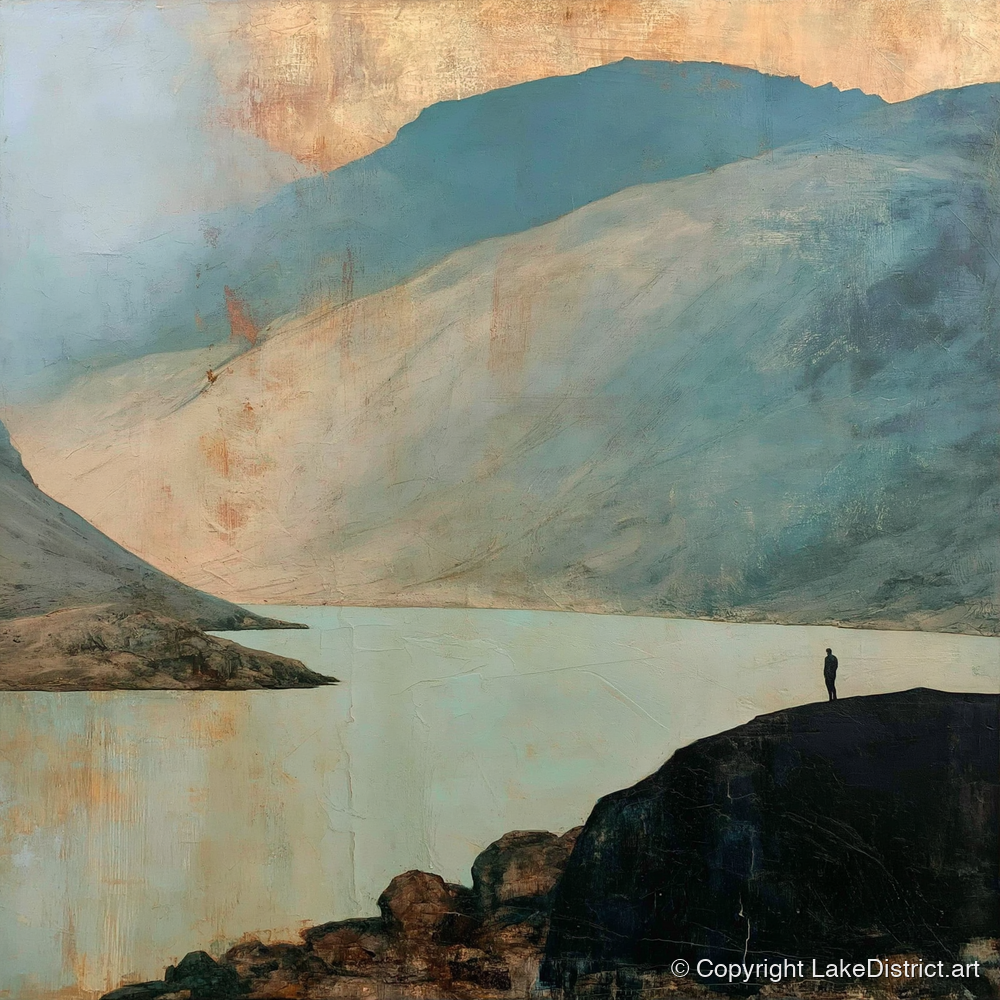 Great Gable in Golden Light - lake district fell art print and canvas by Silas Thorne A.I