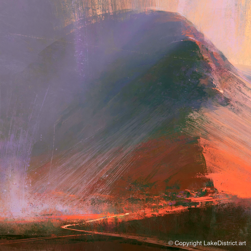 Great Gable In Russet And Indigo - lake district fell art print and canvas by Rupert Kingsley A.I