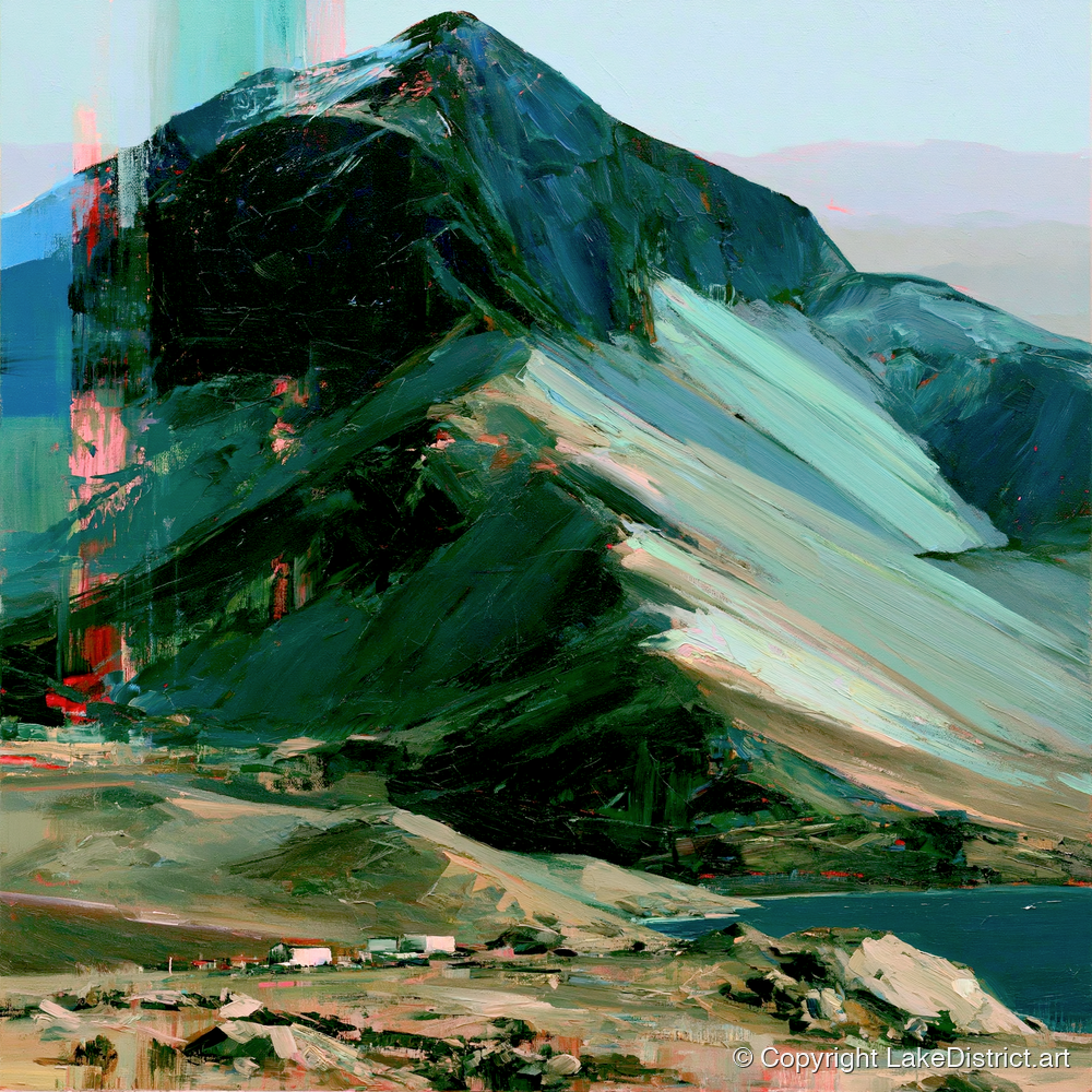 Great Gable in Vivid Teal - great gable wall art art print and canvas by Quentin Hart A.I