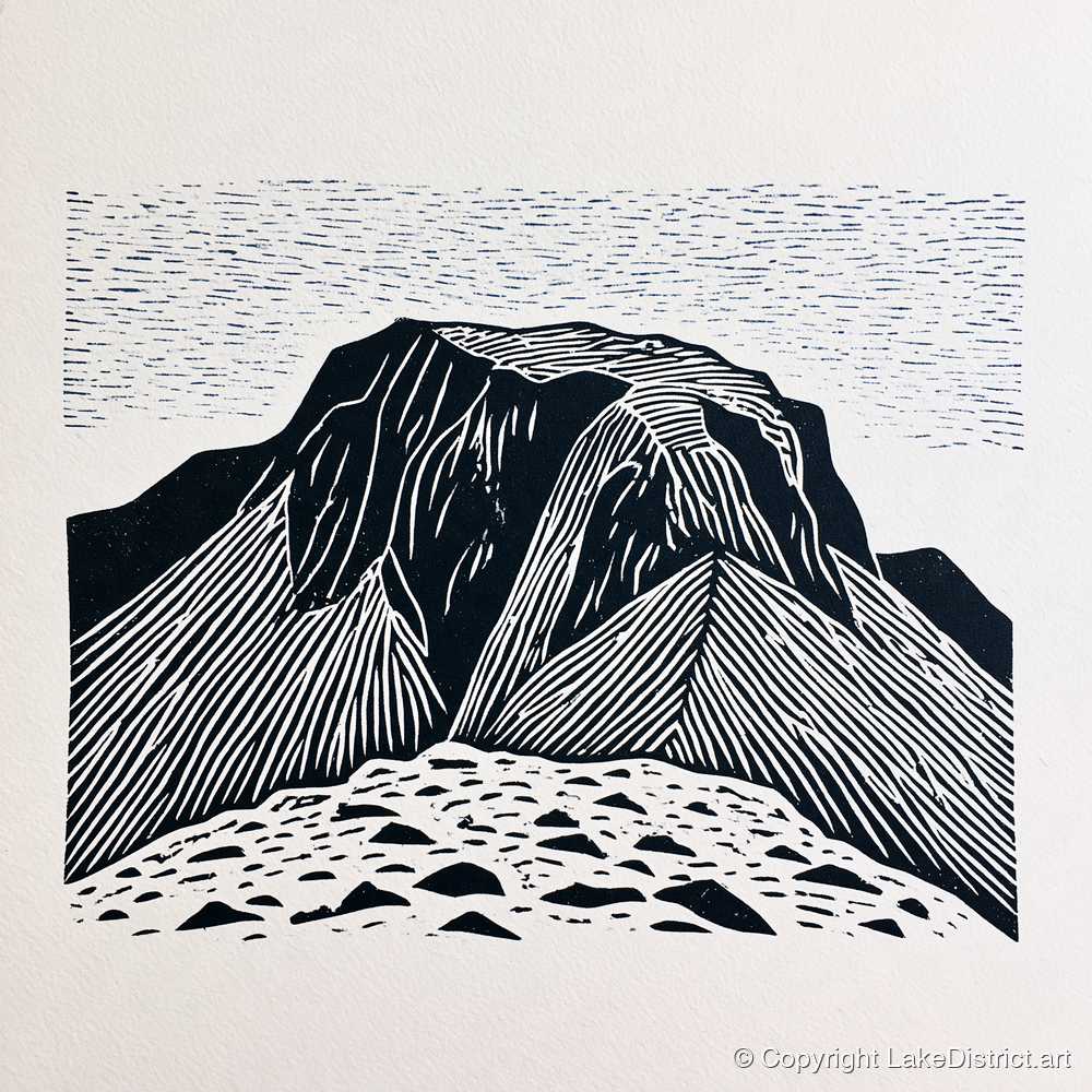 Great Gable Monochrome Graphic - lake district fell art print and canvas by Reuben Shaw A.I