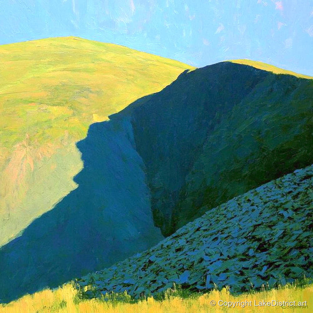 Great Sca Fell Twin Peaks - lake district fell art print and canvas by Daphne Morley A.I