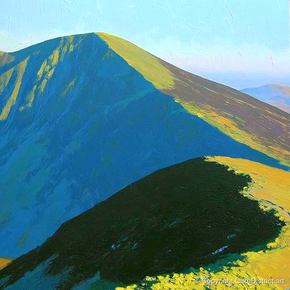 Grisedale Pike in Vibrant Sunlight - lake district fell art print and canvas by Daphne Morley A.I