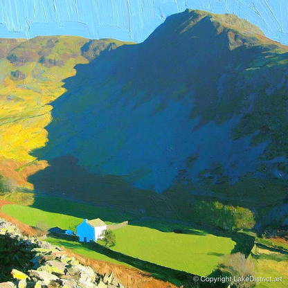 Harter Fell Over Valley Farm - lake district fell art print and canvas by Daphne Morley A.I