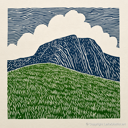 Helvellyn in Bold Graphic Lines - lake district fell art print and canvas by Reuben Shaw A.I