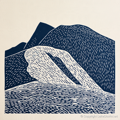 Helvellyn Ridge in Navy Blue - lake district fell art print and canvas by Reuben Shaw A.I