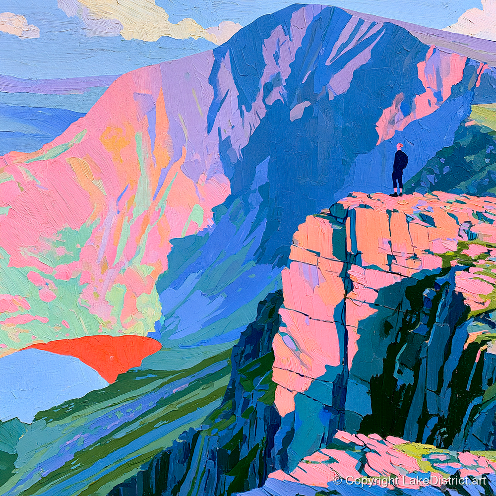 Helvellyn Walker in Vibrant Colour - lake district fell art print and canvas by Sylvia Carmichael A.I