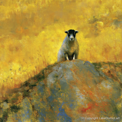 Herdwick Sheep in Golden Light - lake district wildlife art print and canvas by Harrison Blythe A.I