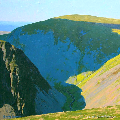 High Pike Deep Blue Valley - lake district fell art print and canvas by Daphne Morley A.I