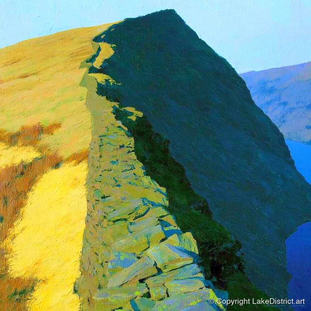 High Pike Ridge Stone Wall - lake district fell art print and canvas by Daphne Morley A.I