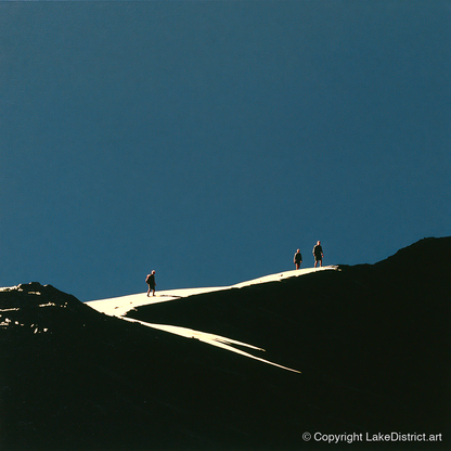 Hikers on a Sunlit Ridge - lake district fell art print and canvas by Adelaide Calloway A.I