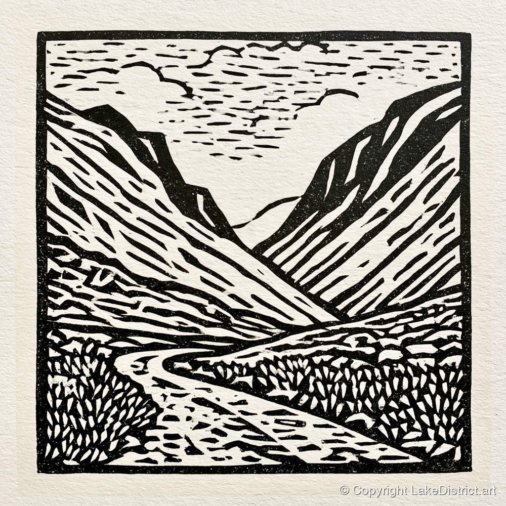 Honister Pass in Bold Monochrome - lake district valley art print and canvas by Isaac Denton A.I